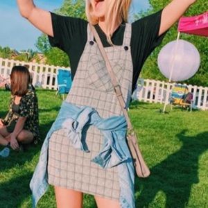 SOLD Plaid black overall dress